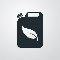 Icono plano bidon con hoja en fondo degradado