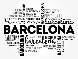 Barcelona wallpaper word cloud, travel concept background