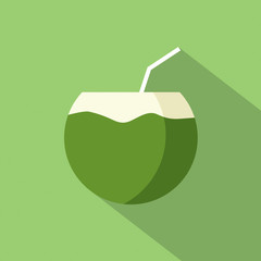 Flat Design Coconut Icon Vector Illustration