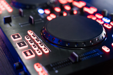 Fototapeta na wymiar DJ equipment at night club