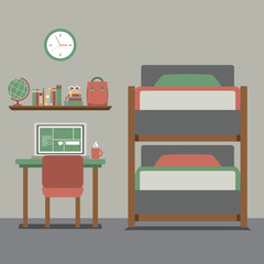 Bunk Bed With Workspace Vector Illustration