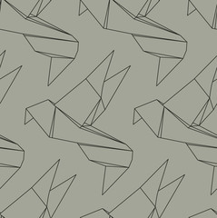 seamless background, origami bird