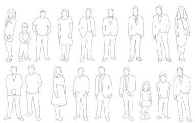  illustration, collection people sketches, outlines