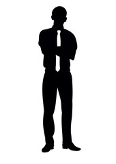 Black and white silhouette of men business illustration