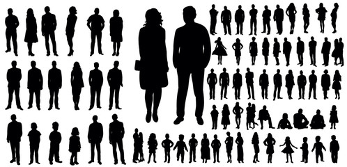 Collection of people silhouettes - obrazy, fototapety, plakaty