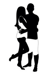 Silhouette of a guy and girl dating a illustration