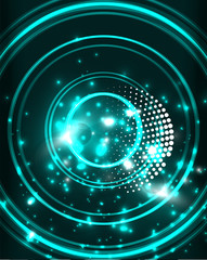 Neon circles abstract background