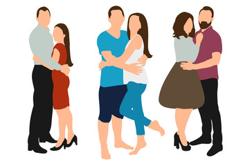  illustrations, couples, men and women