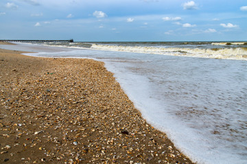 Bubble sea and seashell on the beach. (Un-focus image)
