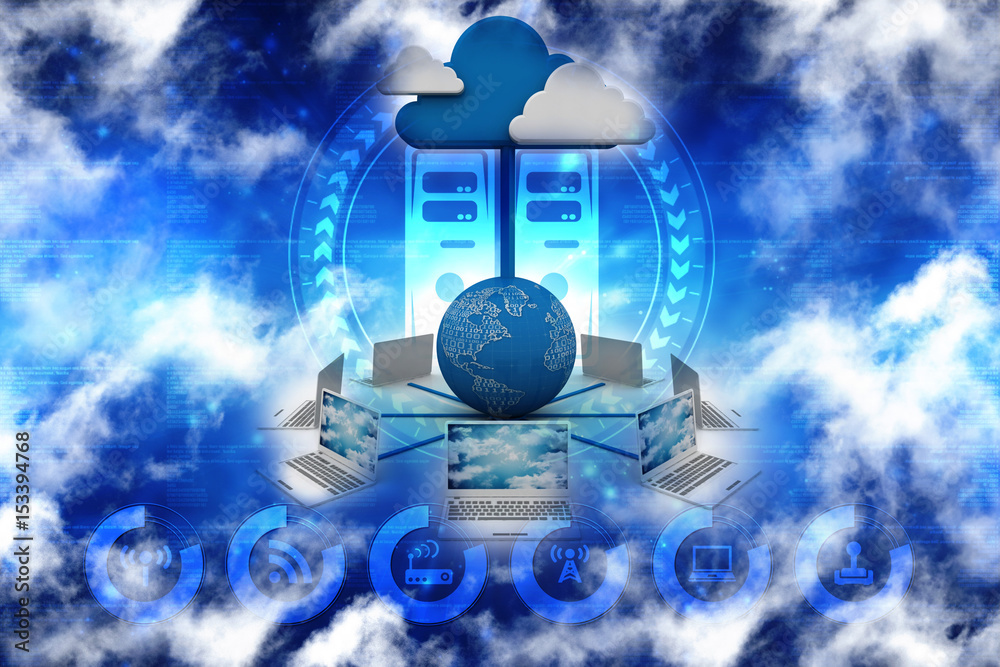 Poster 3d rendering technology computer network