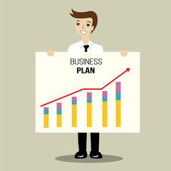 Businessman present business plan. Vector cartoon business Character