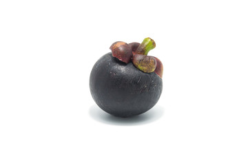Mangosteen queen of fruits (Garcinia mangostana Linn) on white background