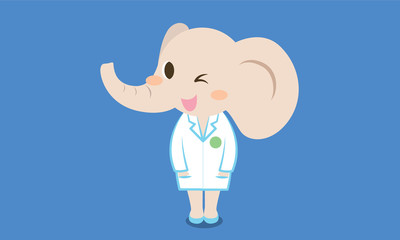 Elephant character design doctor concept