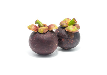 Mangosteen queen of fruits (Garcinia mangostana Linn) on white background