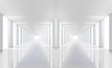 Long hallways. Vector illustration.