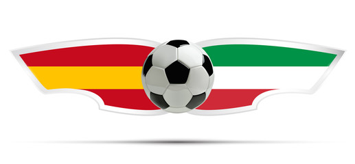 Fototapeta premium Realistic soccer ball or football on Itali and Spain flag background. Vector illustration.