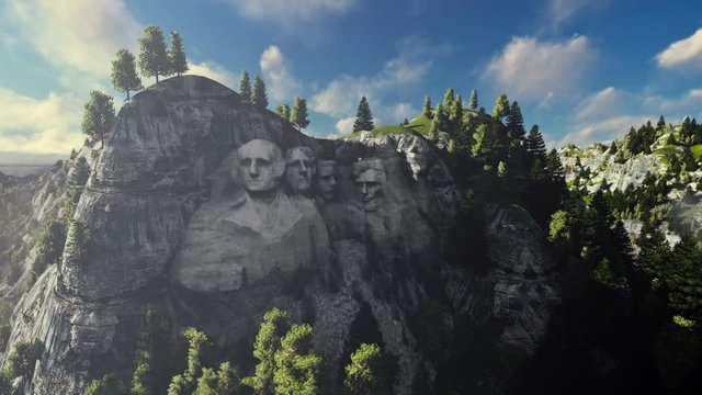 Mount Rushmore on a sunny day, timelapse clouds