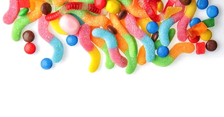 Foto op Plexiglas Colorful candies on white background © Africa Studio