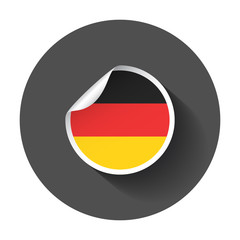 Germany sticker with flag. Vector illustration with long shadow.