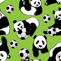 Fototapeta premium Seamless pattern with panda. Hand drawing .