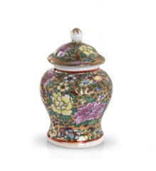Old chinese vase on white background
