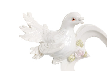 Wedding doves. Symbol of love and wedding. A figurine on a white background. Isolated
