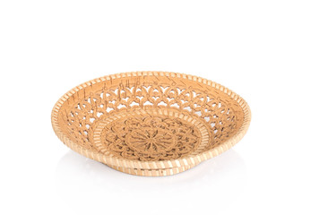 Decorative plate of birch bark on a white background. Isolated