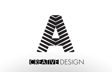 A Lines Letter Design with Creative Elegant Zebra
