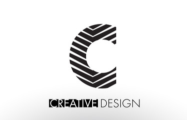 C Lines Letter Design with Creative Elegant Zebra