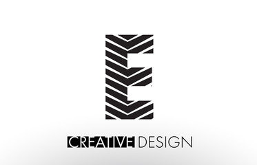 E Lines Letter Design with Creative Elegant Zebra