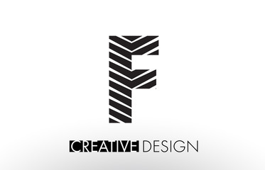 F Lines Letter Design with Creative Elegant Zebra
