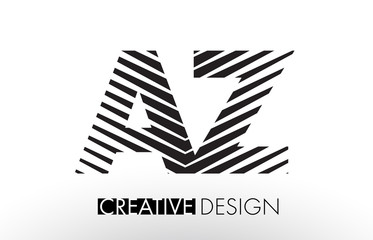 AZ A Z Lines Letter Design with Creative Elegant Zebra