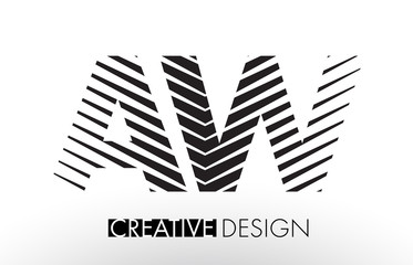 AW A W Lines Letter Design with Creative Elegant Zebra