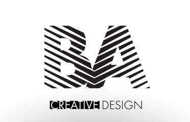 BA B A Lines Letter Design with Creative Elegant Zebra