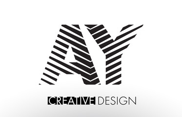 AY A Y Lines Letter Design with Creative Elegant Zebra