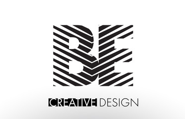 BE B E Lines Letter Design with Creative Elegant Zebra