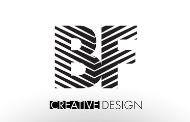 BF B F Lines Letter Design with Creative Elegant Zebra