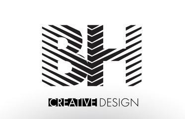 BH B H Lines Letter Design with Creative Elegant Zebra