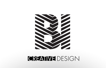 BI B I Lines Letter Design with Creative Elegant Zebra