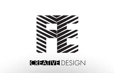 FE F E Lines Letter Design with Creative Elegant Zebra