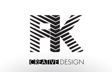 FK F K Lines Letter Design with Creative Elegant Zebra