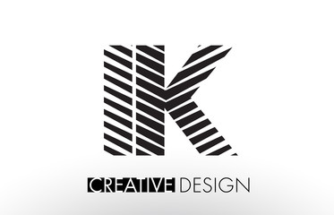 IK I K Lines Letter Design with Creative Elegant Zebra