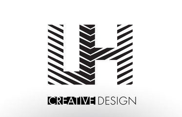 LH L H Lines Letter Design with Creative Elegant Zebra