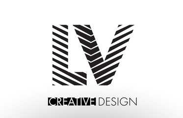 ,  L V Lines Letter Design with Creative Elegant Zebra