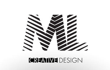 ML M L Lines Letter Design with Creative Elegant Zebra
