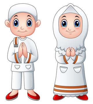 Muslim kid cartoon greeting