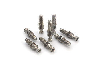 Fittings for furniture, screws and mounts, isolated on white background