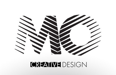 MO M O Lines Letter Design with Creative Elegant Zebra