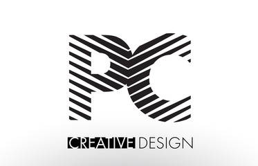 PC P C Lines Letter Design with Creative Elegant Zebra