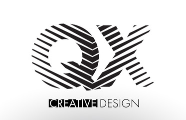 QX Q X Lines Letter Design with Creative Elegant Zebra